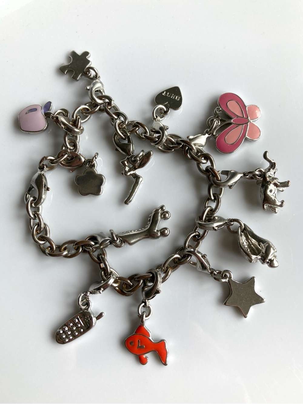 Girl’s / Women’s Silver Tone Charm Bracelet & 12 Detachable Removable Charms